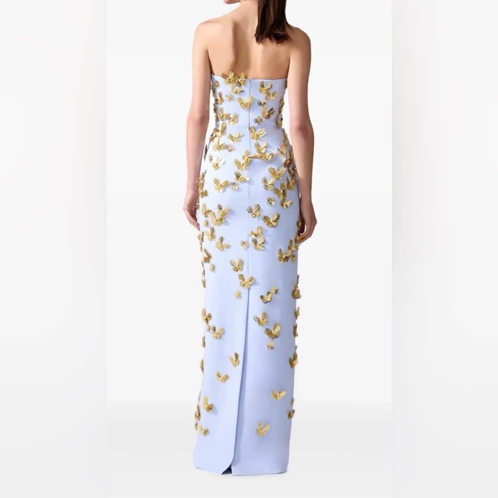 Carolina Herrera butterfly applique strapless column dress gown &custom cape - Picture 5 of 14